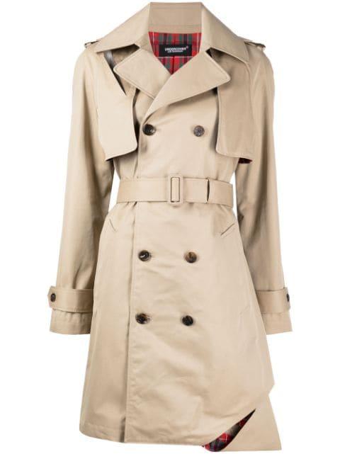 belted-waist above-knee trench coat by UNDERCOVER