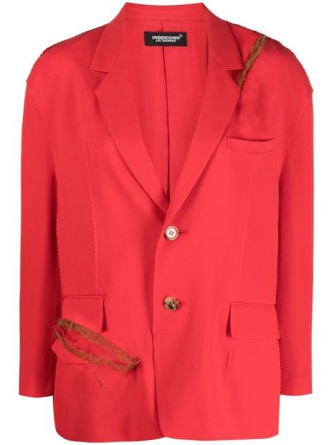 boxy distressed tulle-trim blazer by UNDERCOVER