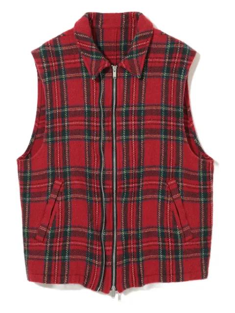 check plaid zip-front gilet by UNDERCOVER