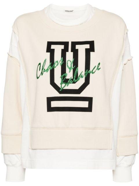 contrast-panel cotton sweatshirt by UNDERCOVER