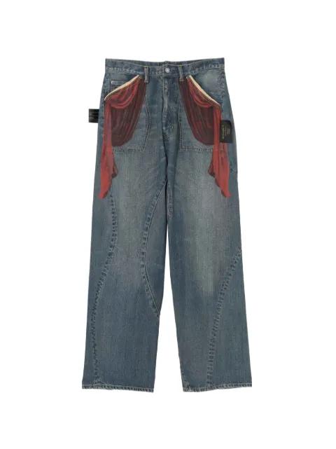 curtain-print wide-leg jeans by UNDERCOVER