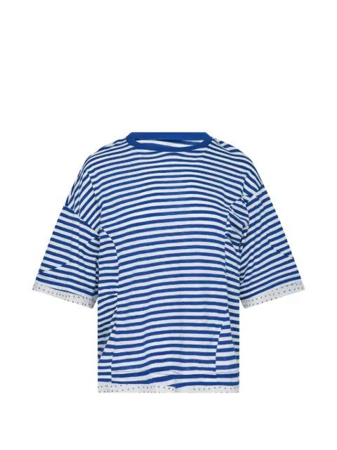curve-seam striped T-shirt by UNDERCOVER