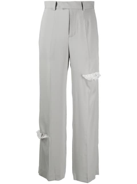 distressed-effect straight-leg trousers by UNDERCOVER