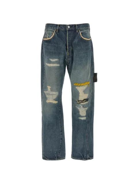 embroidered distressed jeans by UNDERCOVER