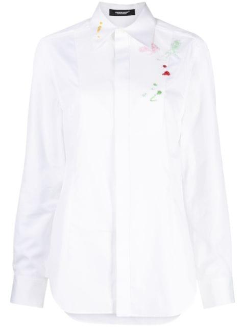 floral-embroidered cotton shirt by UNDERCOVER