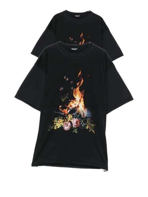floral-print crew neck T-shirt by UNDERCOVER