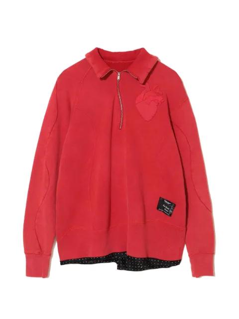 heart-appliqué polo top by UNDERCOVER