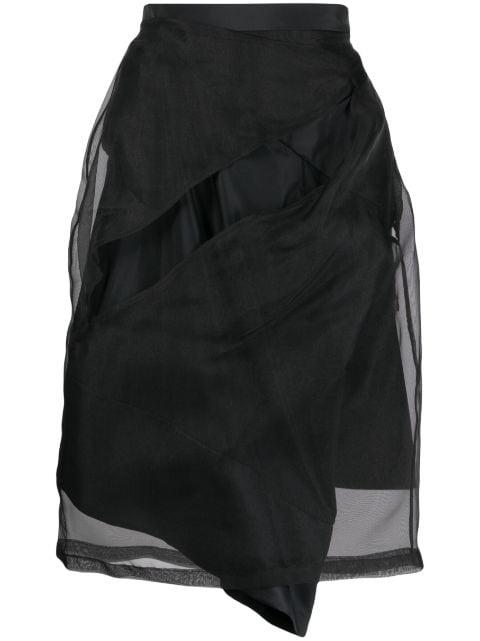 high-waisted asymmetric tulle skirt by UNDERCOVER