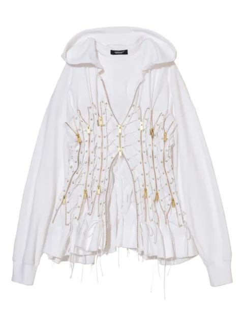 lace-up zip-fastening hoodie by UNDERCOVER