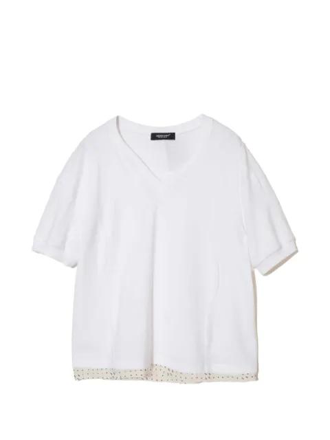 layered-hem V-neck T-shirt by UNDERCOVER