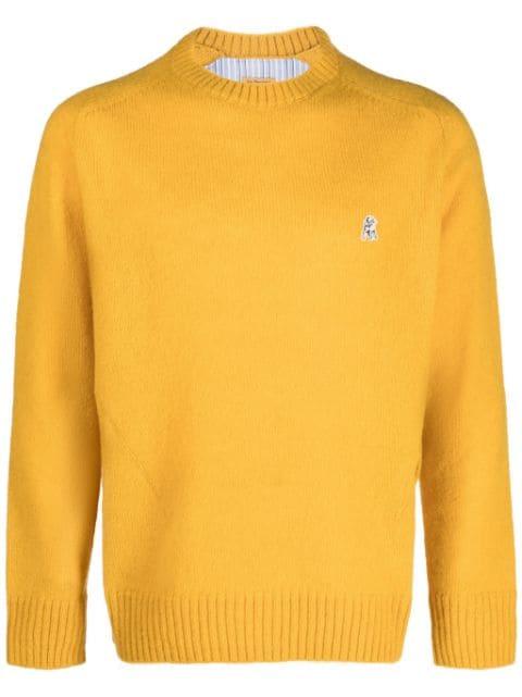 logo-patch wool jumper by UNDERCOVER