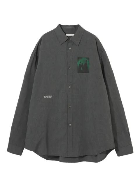 patch-detail button-up shirt by UNDERCOVER