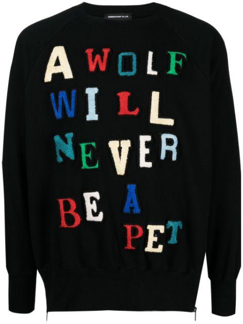 patch-lettering cotton sweatshirt by UNDERCOVER
