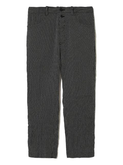 pinstripe drawstring-detail pants by UNDERCOVER