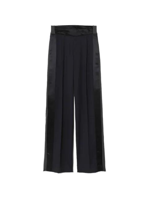 satin-trim pleated trousers by UNDERCOVER