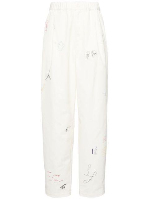 sketch-style printed trousers by UNDERCOVER