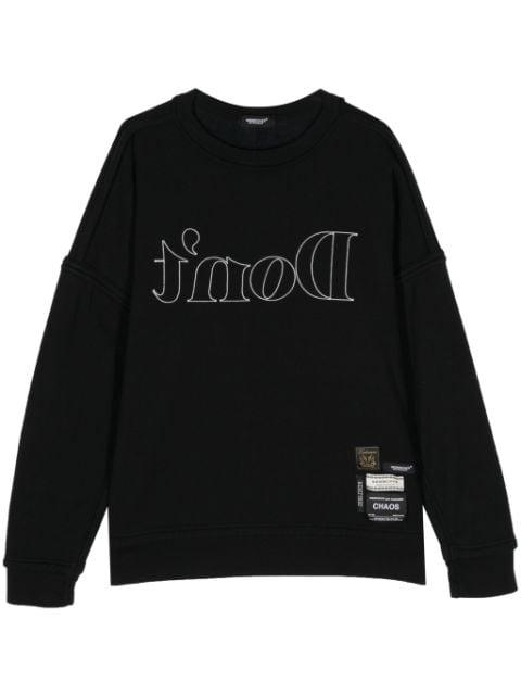 slogan-embroidered drop-shoulder sweatshirt by UNDERCOVER