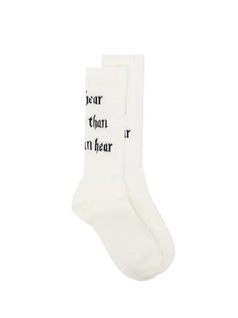 slogan-print socks by UNDERCOVER