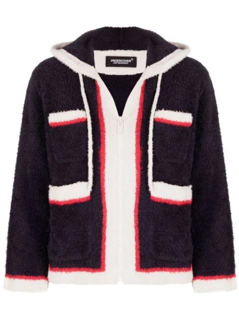 stripe-trim hoodied jacket by UNDERCOVER