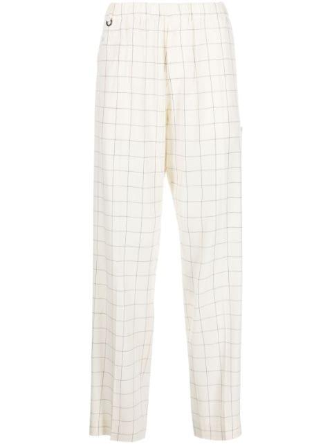 windowpane-print wide-leg trousers by UNDERCOVER