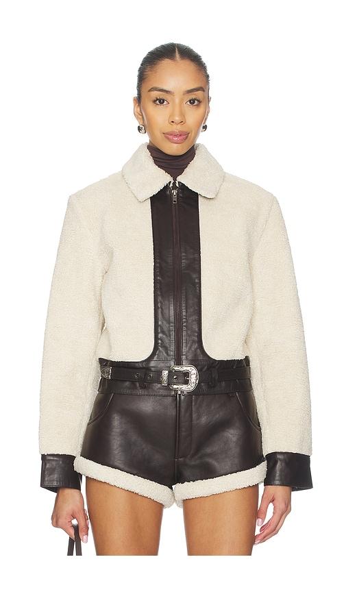 Understated Leather Faux Shearling Leather Jacket in Cream by UNDERSTATED LEATHER