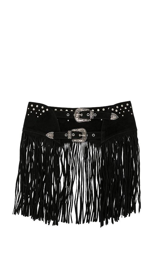 Understated Leather Fringe Studded Belt in Black by UNDERSTATED LEATHER