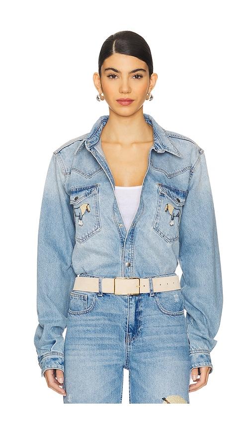 Understated Leather Horsey Shirt in Denim-Light by UNDERSTATED LEATHER