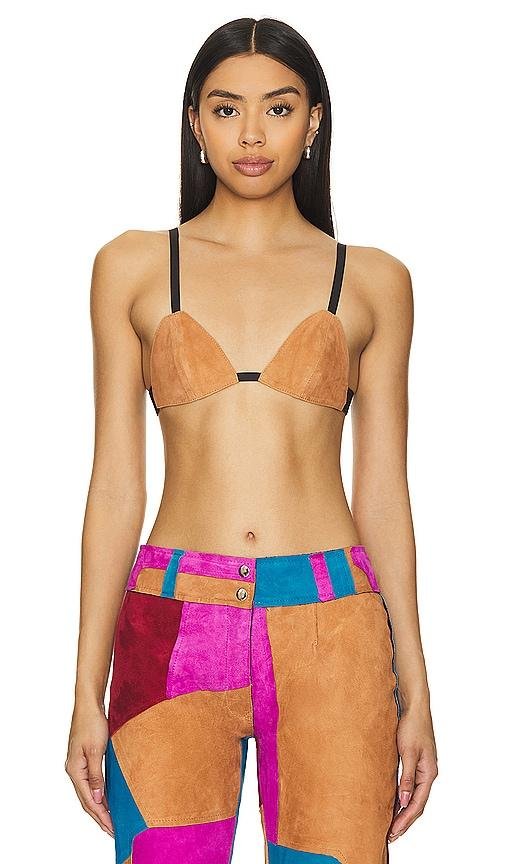 Understated Leather x REVOLVE 70's Bra Top in Brown by UNDERSTATED LEATHER