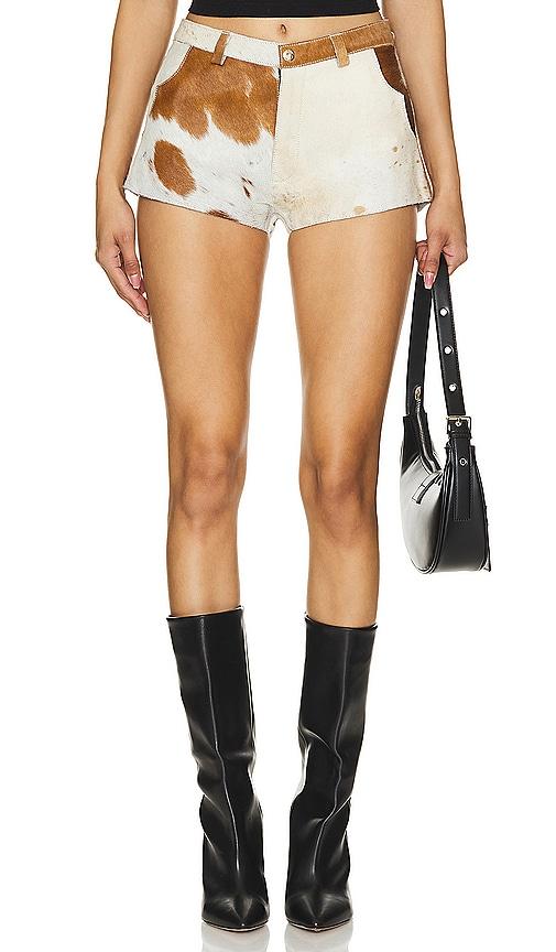 Understated Leather x REVOLVE Cowhide Shorts in Brown by UNDERSTATED LEATHER