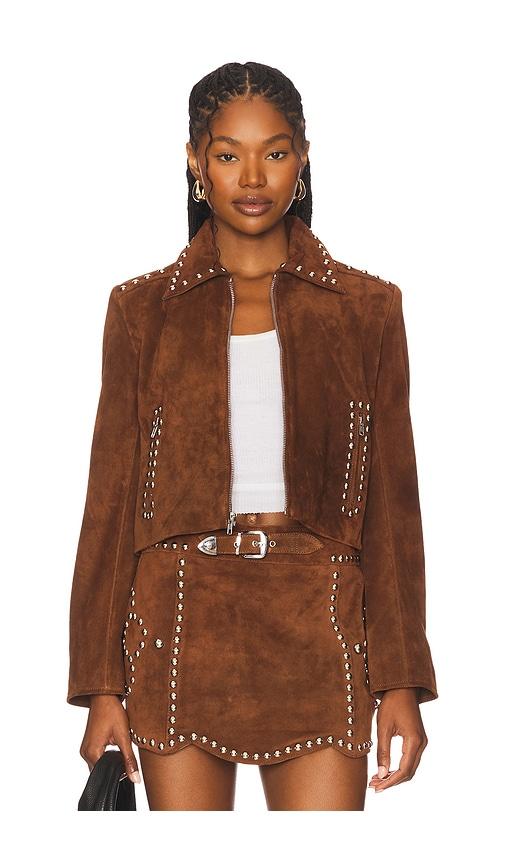 Understated Leather x REVOLVE Crazy Life Cropped Jacket in Chocolate by UNDERSTATED LEATHER
