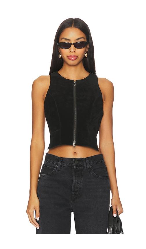 Understated Leather x REVOLVE Crazy Life Top in Black by UNDERSTATED LEATHER