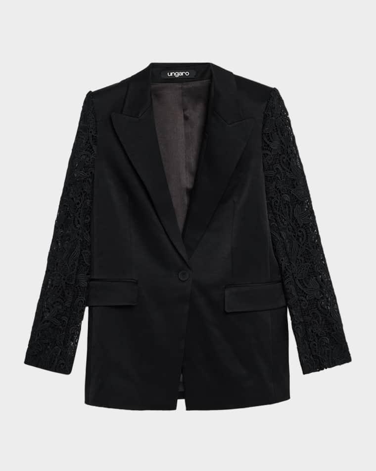 Georgie Lace-Sleeve Jacket by UNGARO