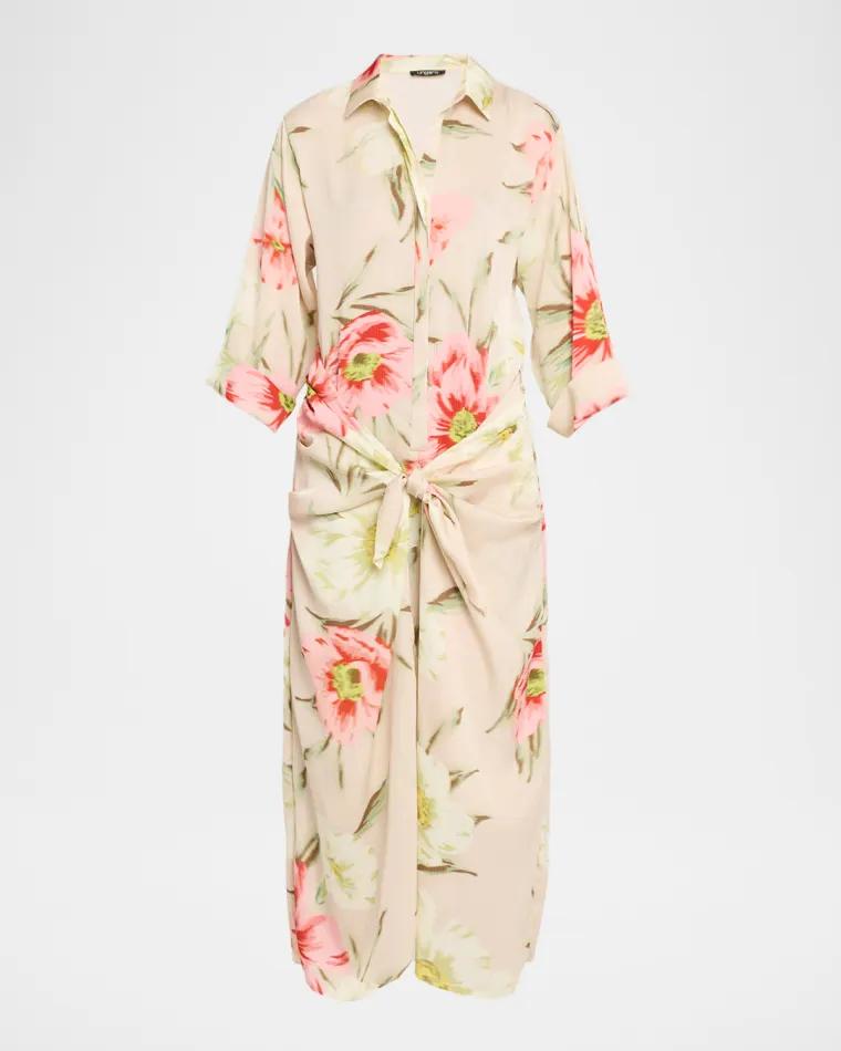 Iris Floral-Print Maxi Shirtdress by UNGARO