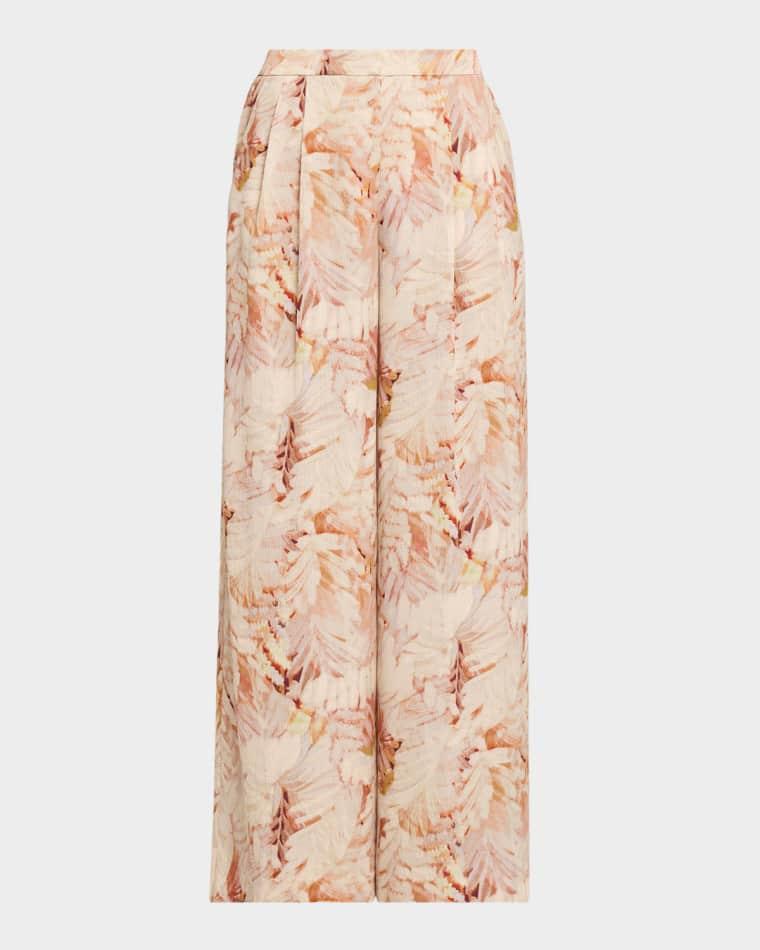 Leighton Floral-Print Hammered Satin Pants by UNGARO