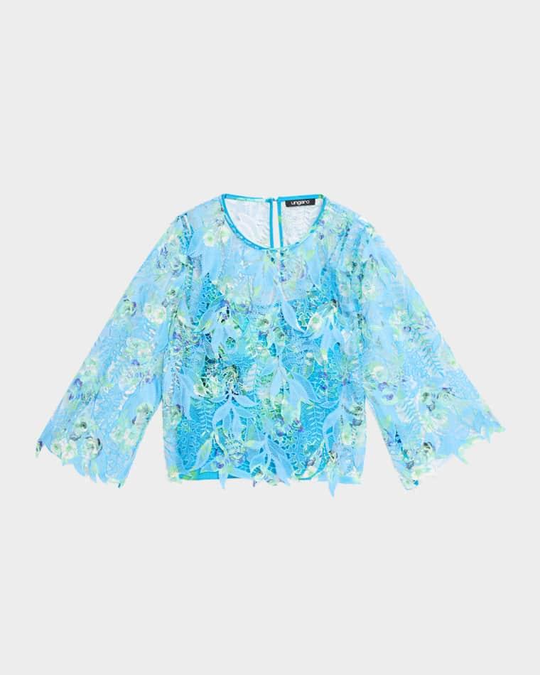 Parker Printed Guipure Leaf Lace Blouse by UNGARO