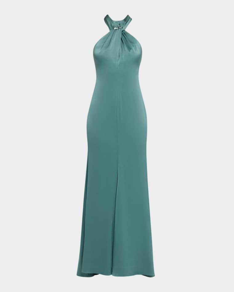 Wilde Twist-Front Halter Maxi Dress by UNGARO