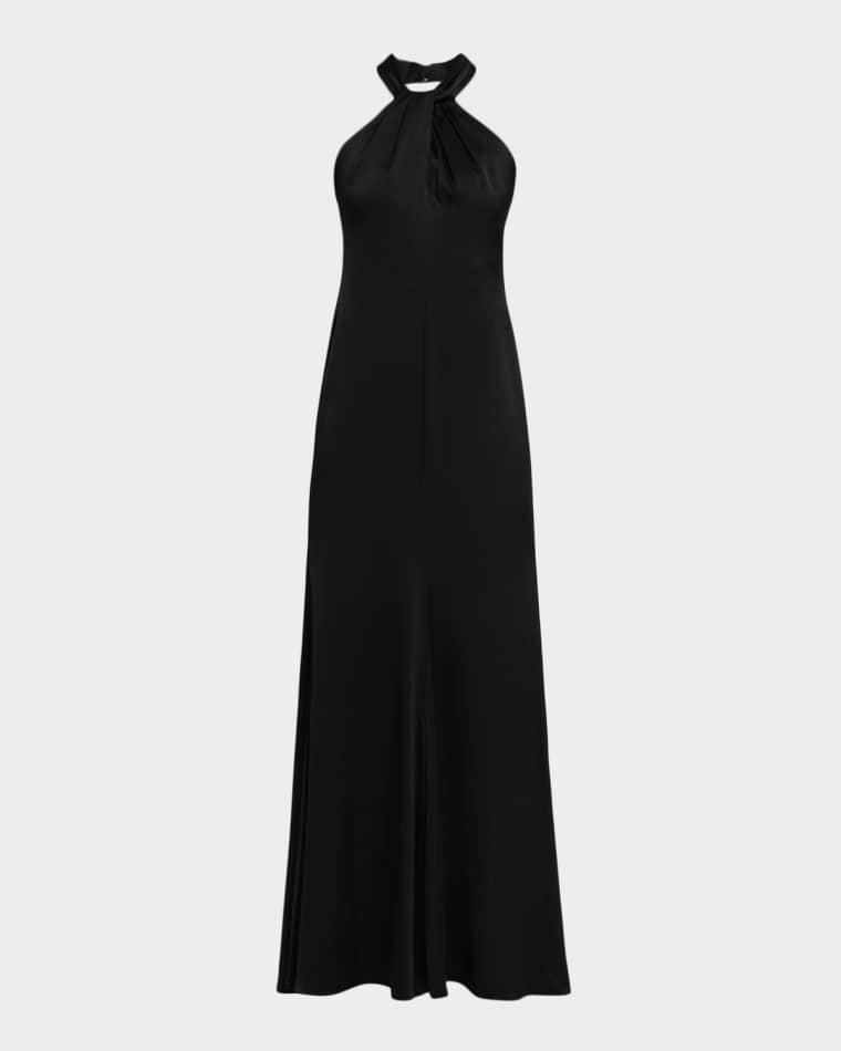 Wilde Twist-Front Halter Maxi Dress by UNGARO