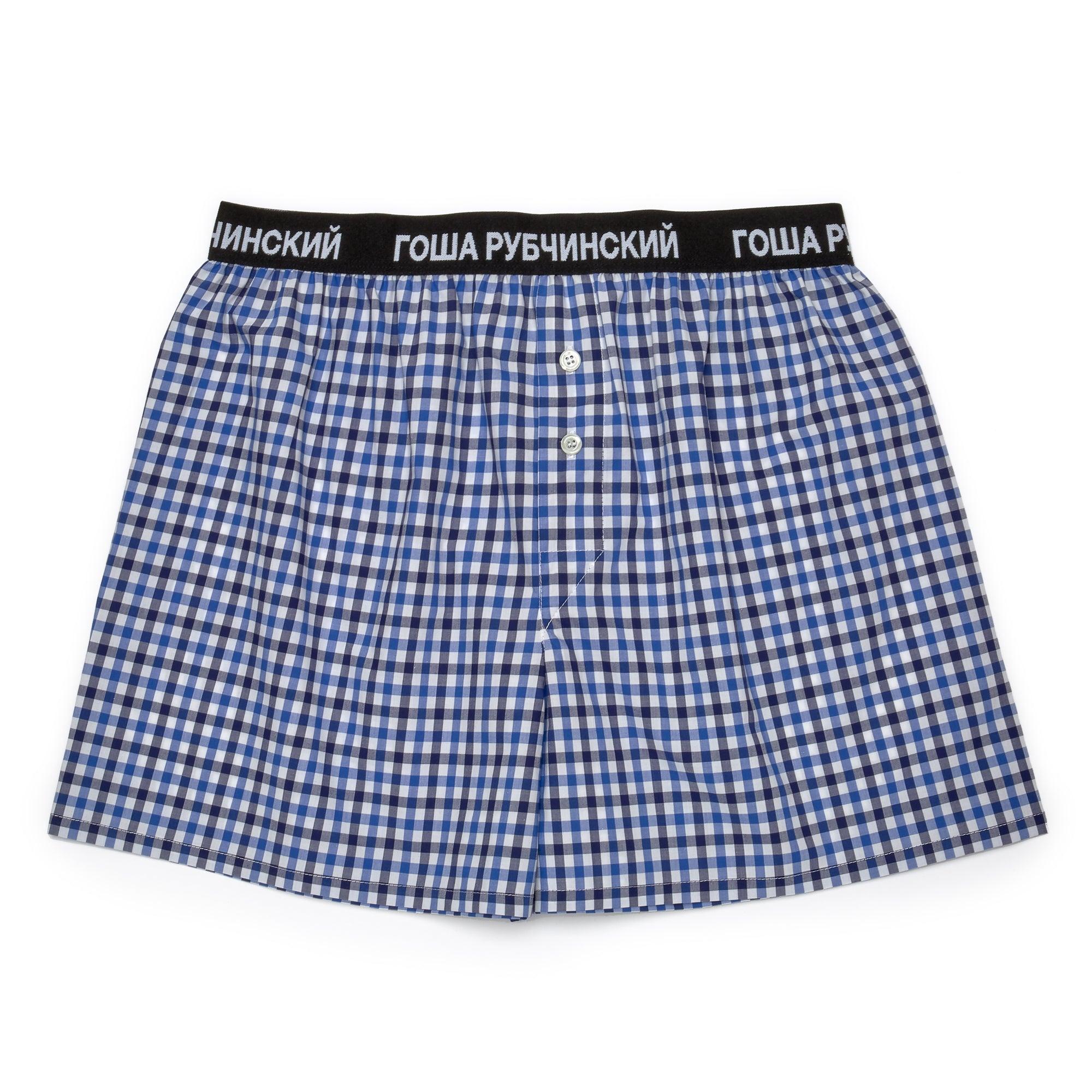 Gosha Rubchinskiy - Men's Check Underwear - (Blue) by UNIFORMA