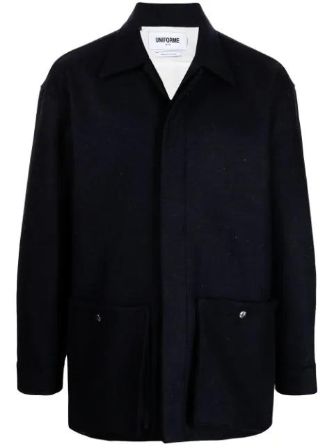 patched wool overshirt by UNIFORME