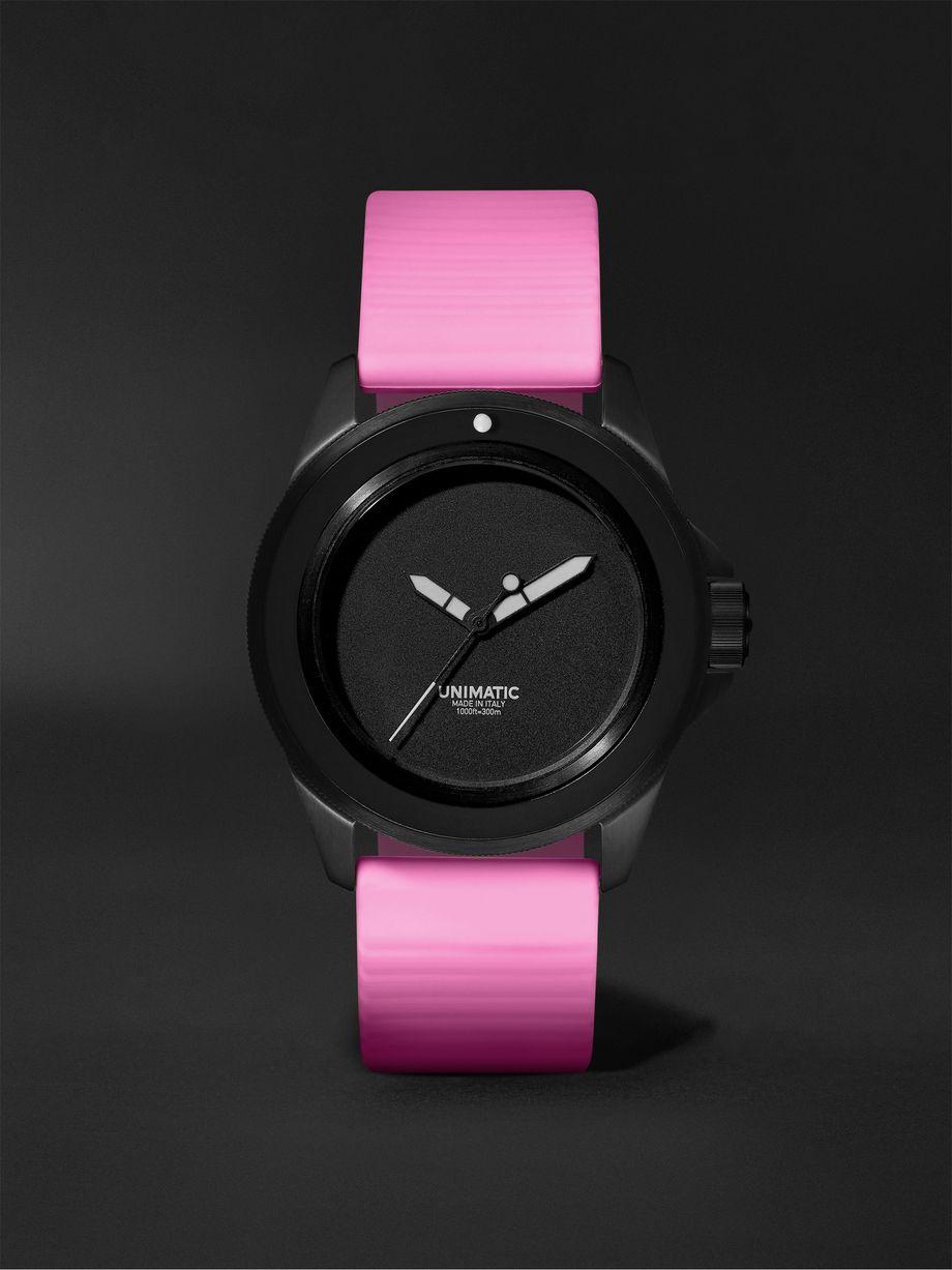 Model One Miami Pink Limited Edition Automatic 40mm Blackened Stainless Steel and TPU Watch, Ref. No. 	U1S-MN-PINK by UNIMATIC