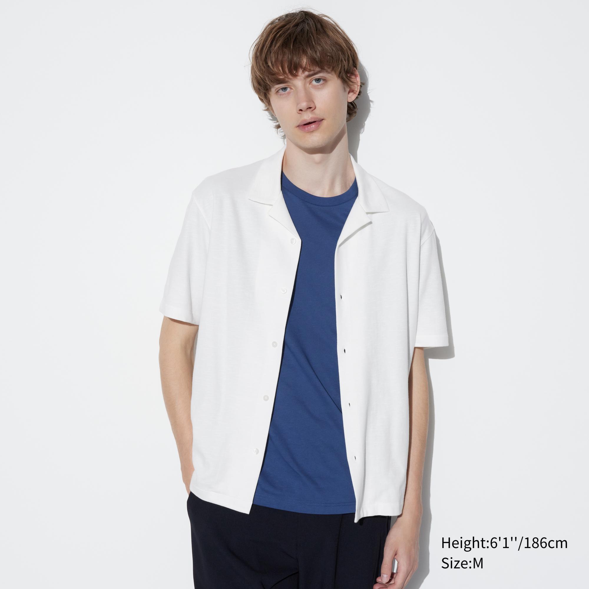 AIRism Cotton Full Open Polo Shirt | Open Collar by UNIQLO AIRism Cotton Full Open Polo Shirt | Open Collar by UNIQLO