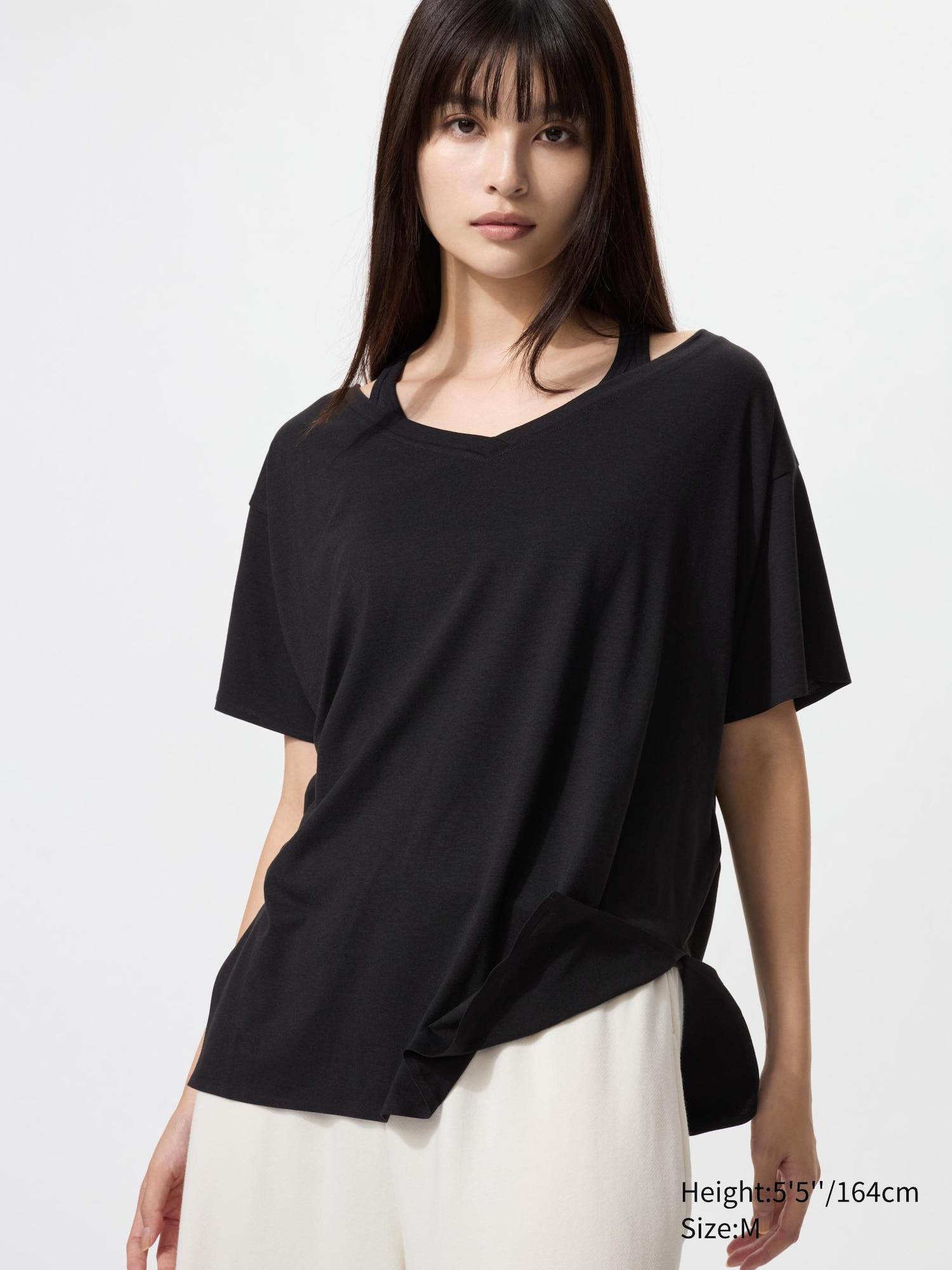 AIRism Relaxed V-Neck T-Shirt | 2 Way by UNIQLO