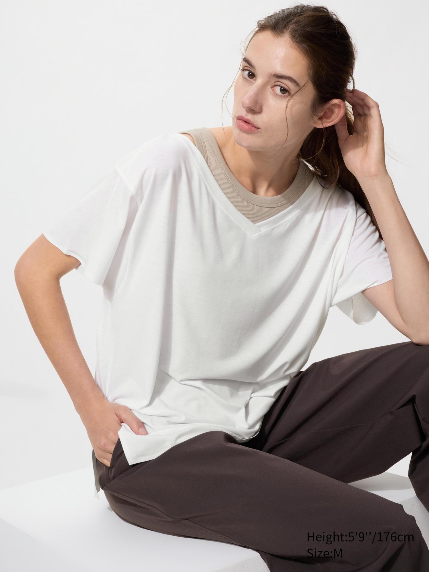 AIRism Relaxed V-Neck T-Shirt | 2 Way by UNIQLO