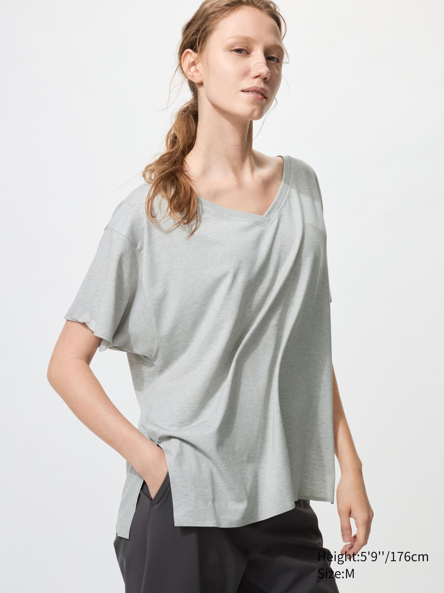 AIRism Relaxed V-Neck T-Shirt | 2 Way by UNIQLO