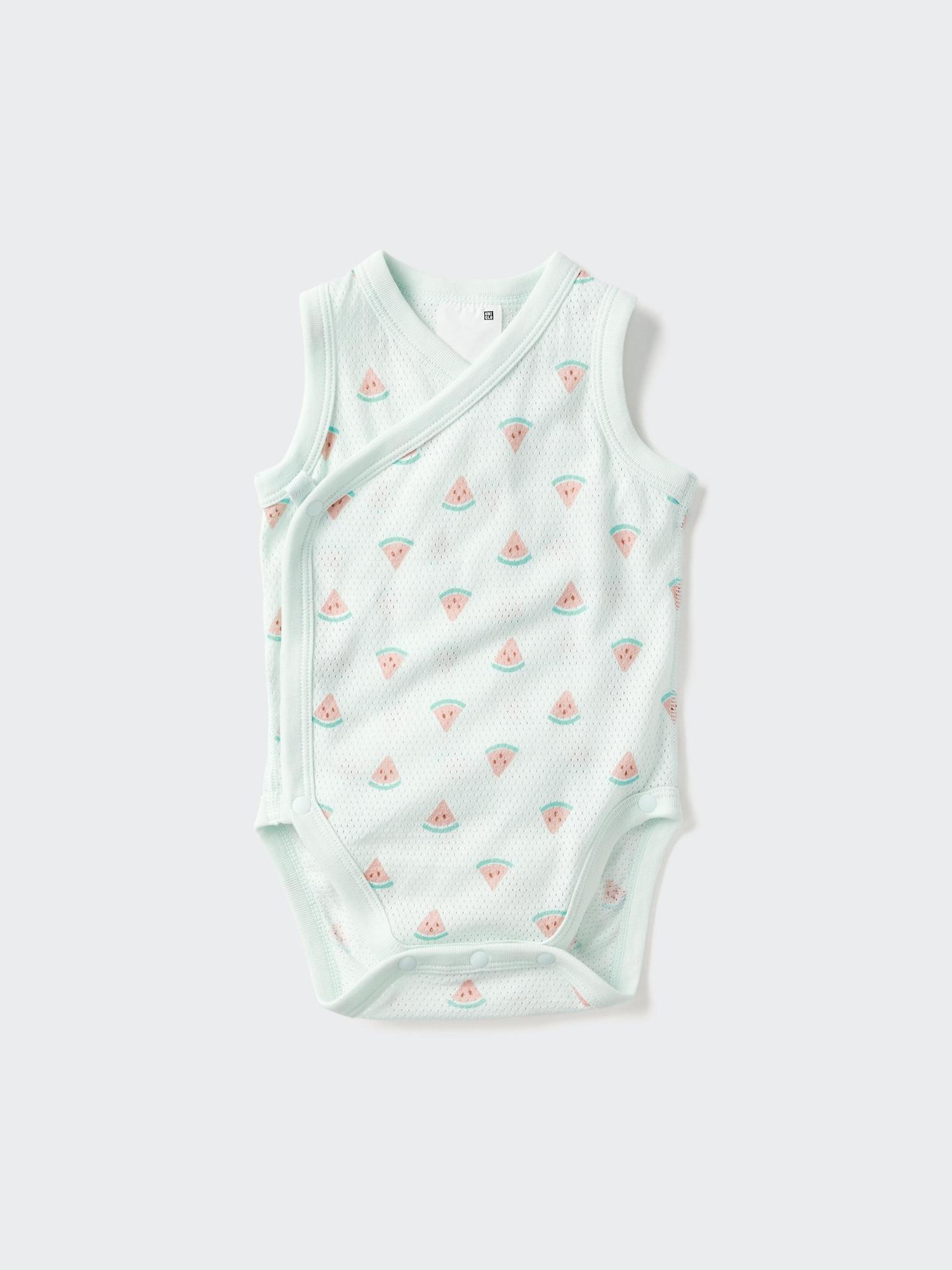 Baby Cotton Mesh Short Sleeve Bodysuits | Open Front | Printed by UNIQLO