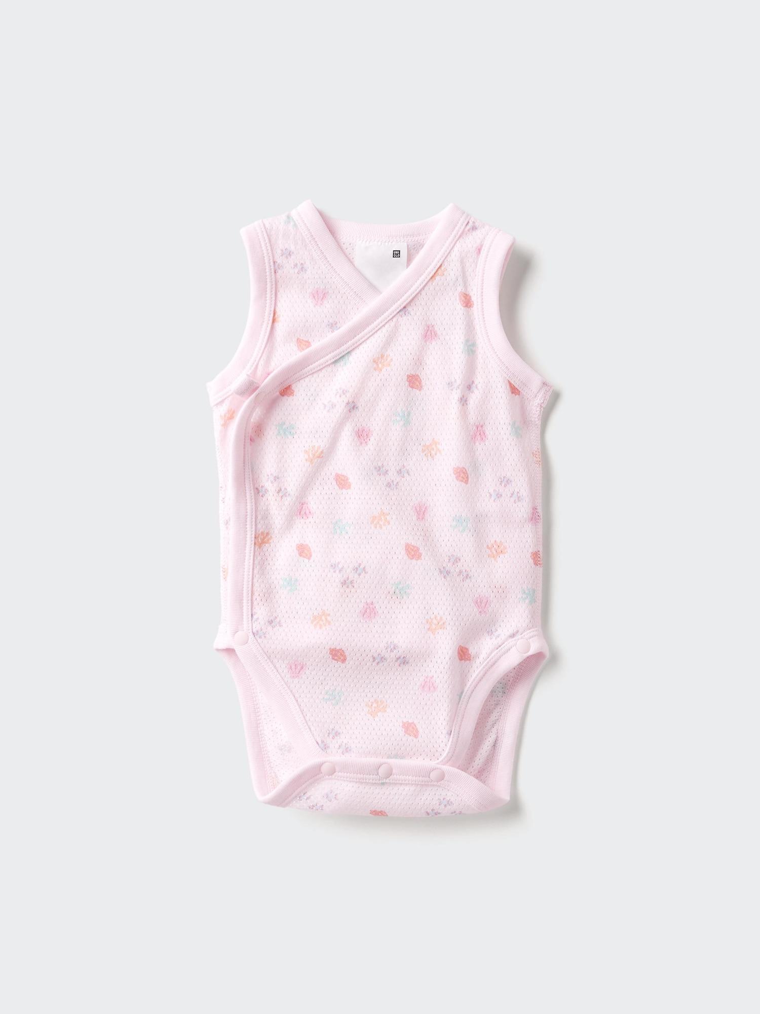 Baby Cotton Mesh Short Sleeve Bodysuits | Open Front | Printed by UNIQLO