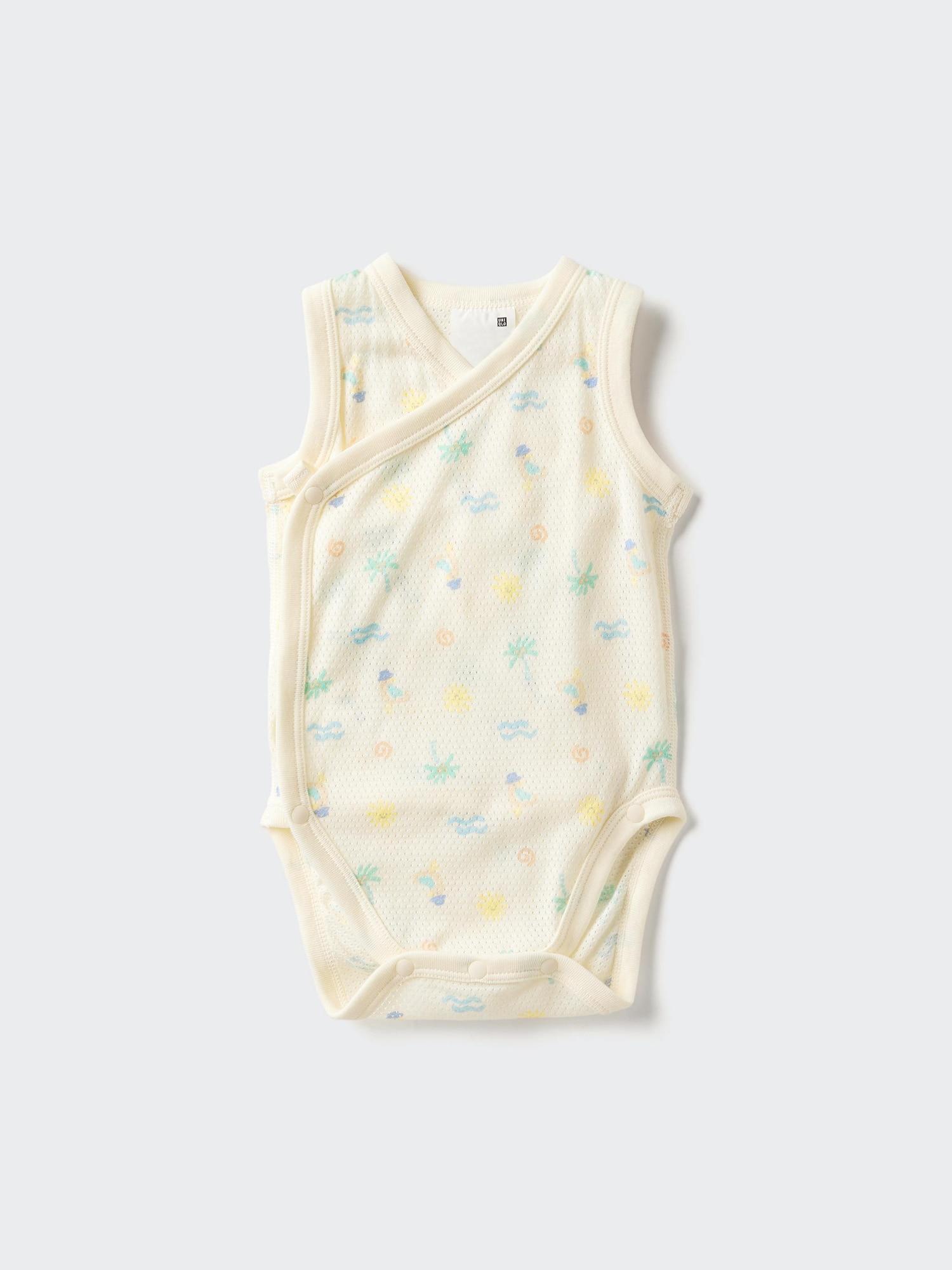 Baby Cotton Mesh Sleeveless Bodysuits | Open Front | Printed by UNIQLO