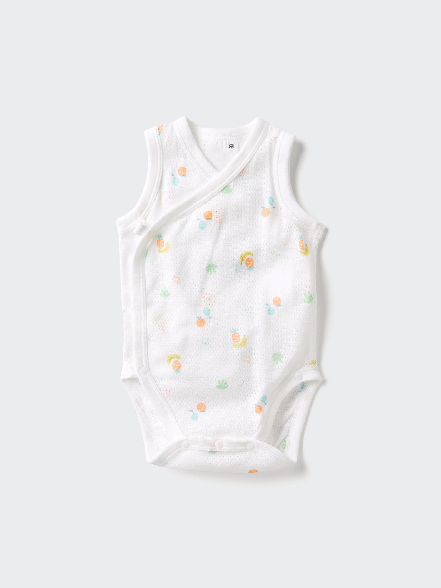 Baby Cotton Mesh Sleeveless Bodysuits | Open Front | Printed by UNIQLO