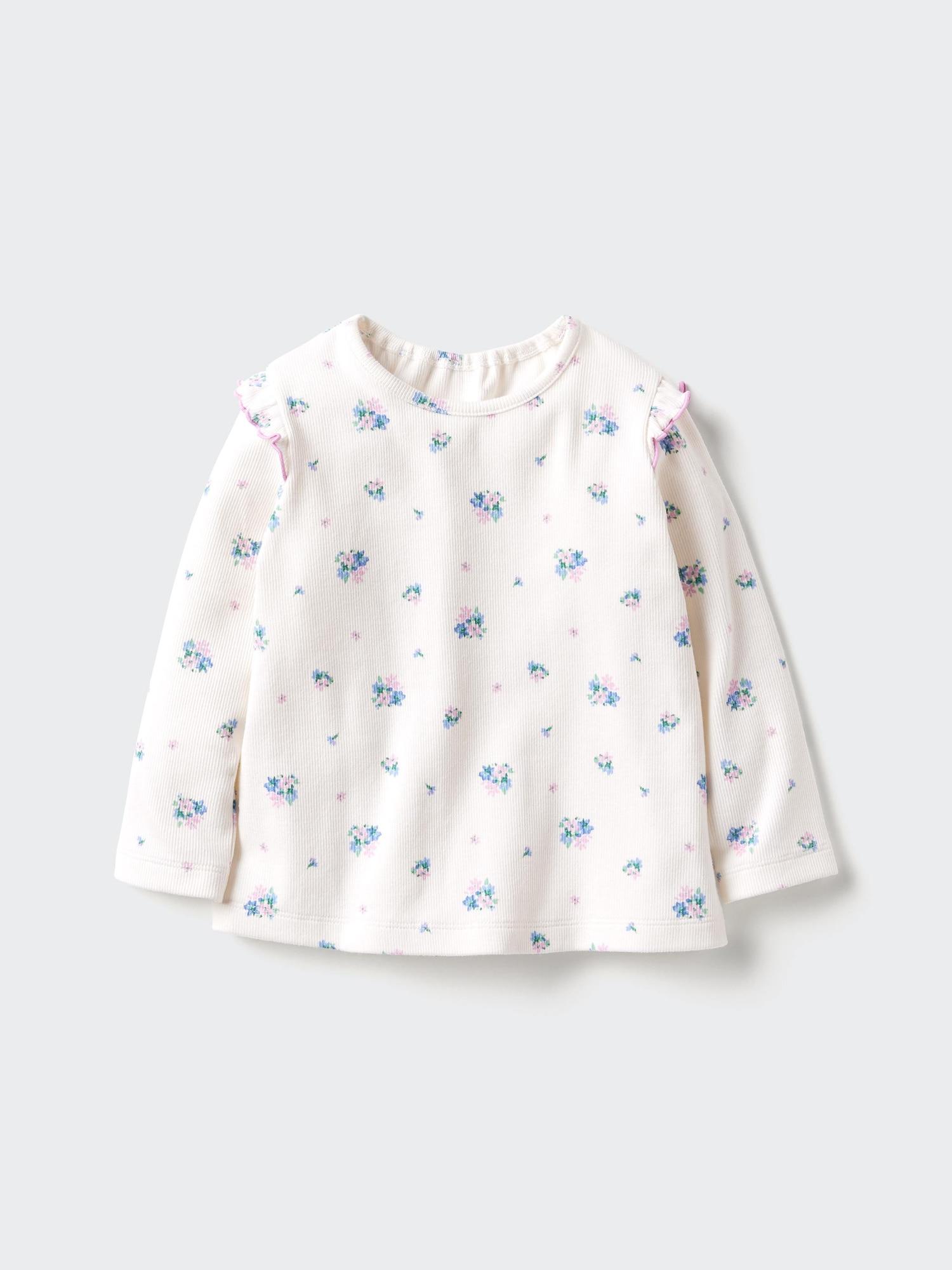 Baby Long Sleeve T-Shirt | Frilled | Printed by UNIQLO