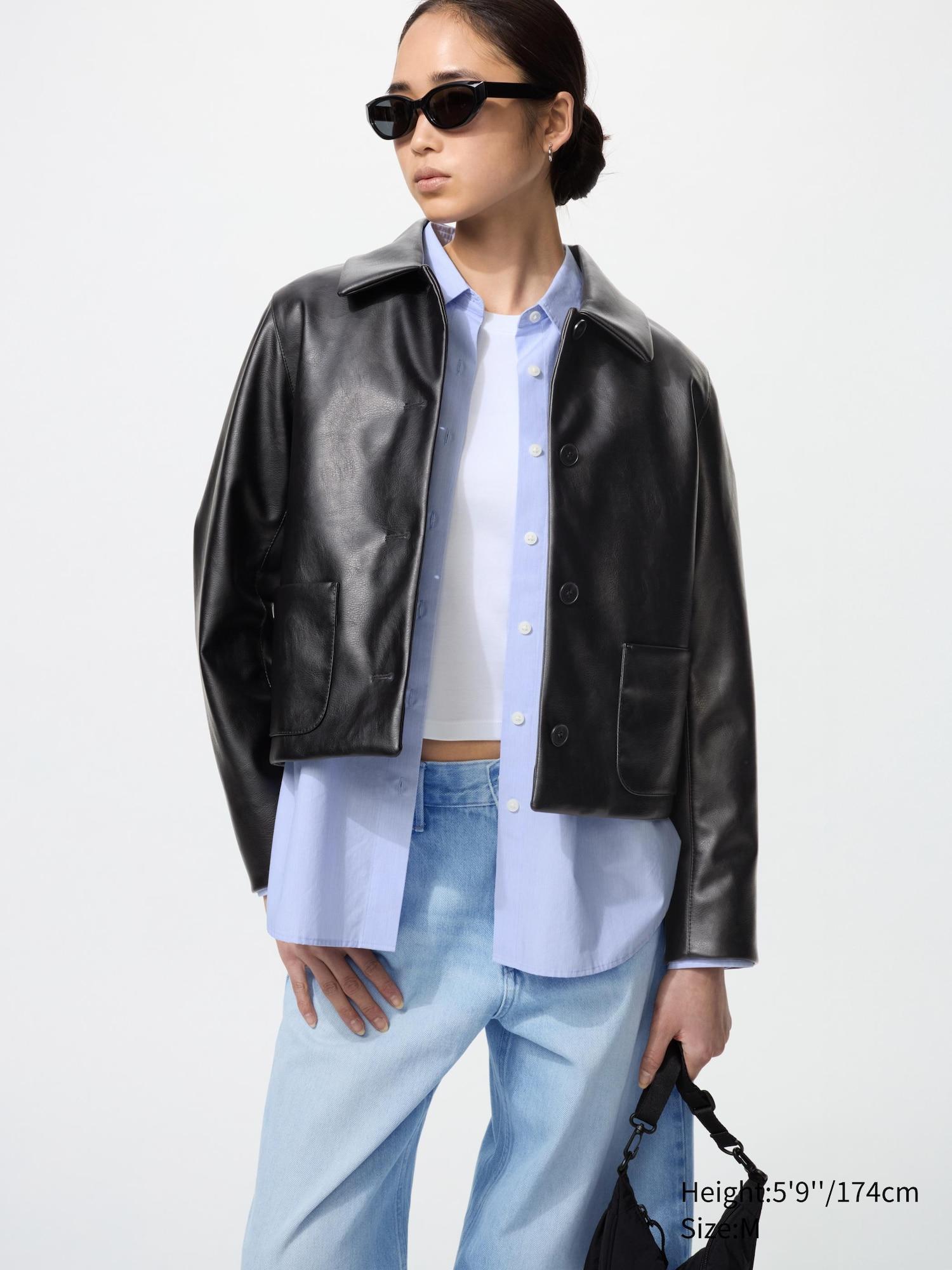 Coated Short Jacket | Faux Leather by UNIQLO